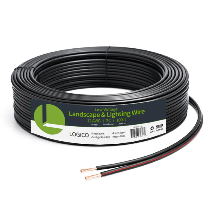 LOGICO 100ft 12 Gauge 2 Conductor Outdoor Direct Burial Landscape Cable