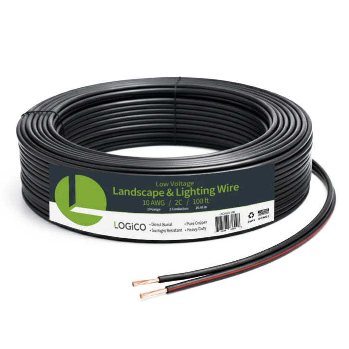 Logico 100ft 10 Gauge 2 Conductor Outdoor Direct Burial Landscape Cable