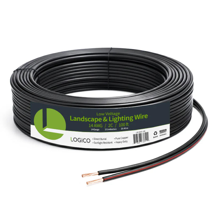 LOGICO 100ft 14 Gauge 2 Conductor Outdoor Direct Burial Landscape Cable