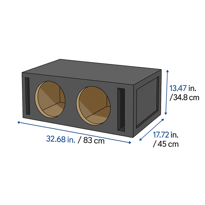 Dual 12" Ported Subwoofer Enclosure MDF Build with 300g Carpet for Deep Bass Performance