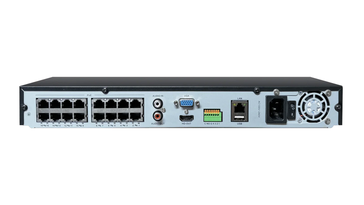 32-Channel NVR 16MP 16 PoE Ports AI Light Network Video Recorder (No HDD)