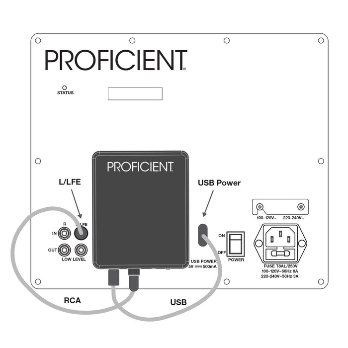 Proficient PAS-WIR-RX-US Subwoofer Wireless Kit Audio Receiver Up to 30 FT - Black
