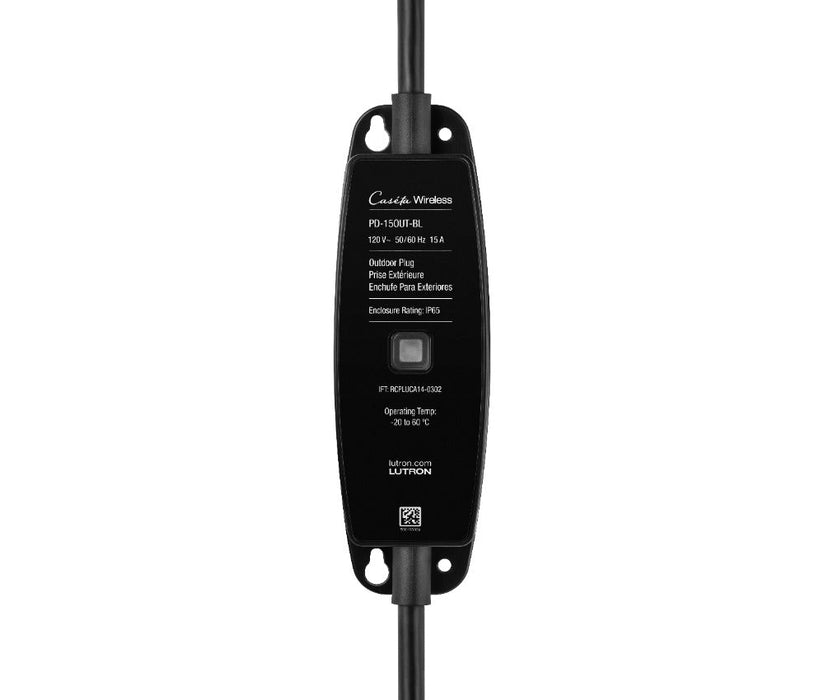 Lutron PD-15OUT-BL Caseta Weatherproof+ Outdoor Smart Plug On/off Switch Box, Black