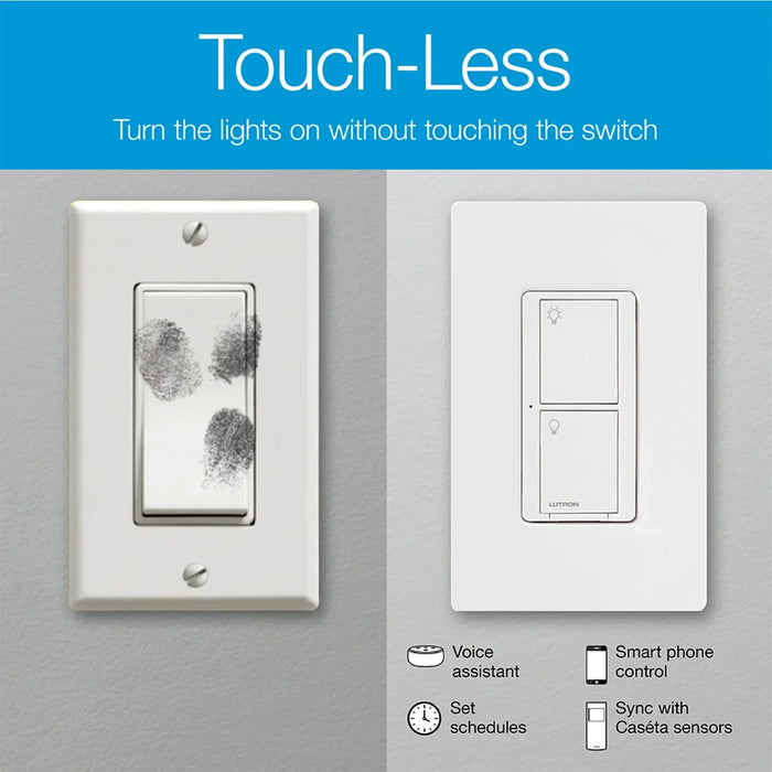 Lutron PD-6ANS-WH Caseta Smart Home Switch, Works with Alexa, Apple HomeKit, Google Assistant, White