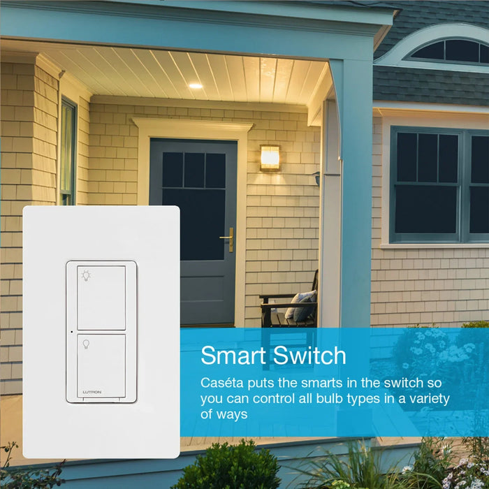 Lutron PD-6ANS-WH Caseta Smart Home Switch, Works with Alexa, Apple HomeKit, Google Assistant, White