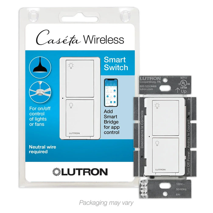Lutron PD-6ANS-WH Caseta Smart Home Switch, Works with Alexa, Apple HomeKit, Google Assistant, White