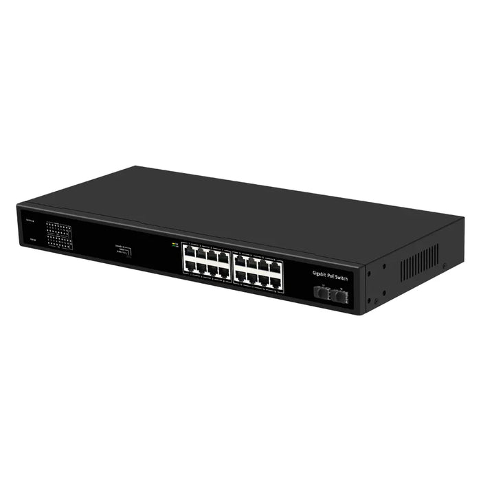 18-Port Unmanaged Gigabit PoE Switch 16x PoE Ports 2x SFP Uplink 280W Power Budget VLAN & PoE Extend Mode