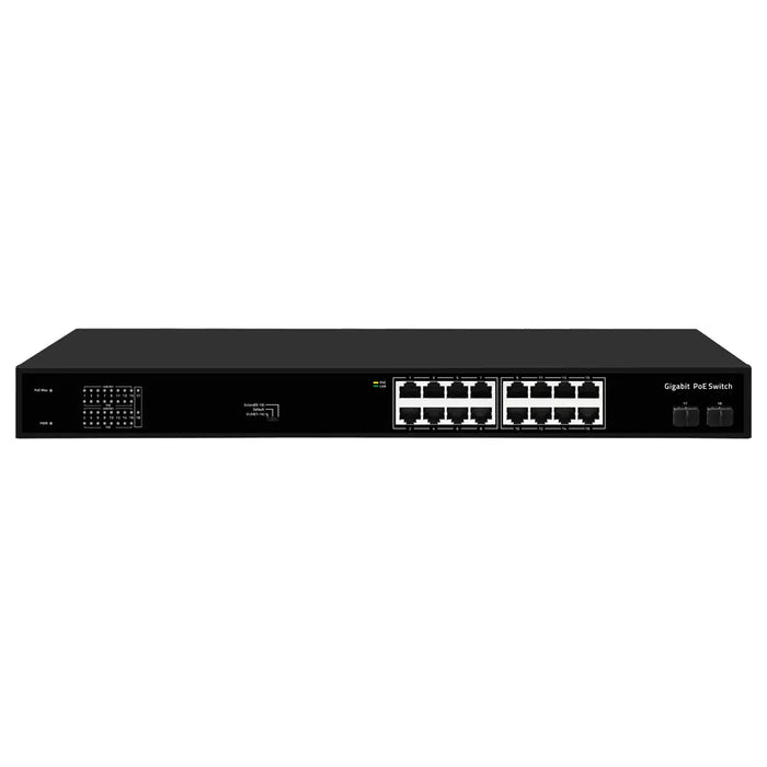 18-Port Unmanaged Gigabit PoE Switch 16x PoE Ports 2x SFP Uplink 280W Power Budget VLAN & PoE Extend Mode