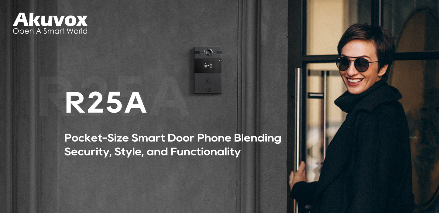 Akuvox R25A SIP Single Button 4M Pixels Camera PoE IP65 Rated Numeric Keypad Video Door Phone - Black