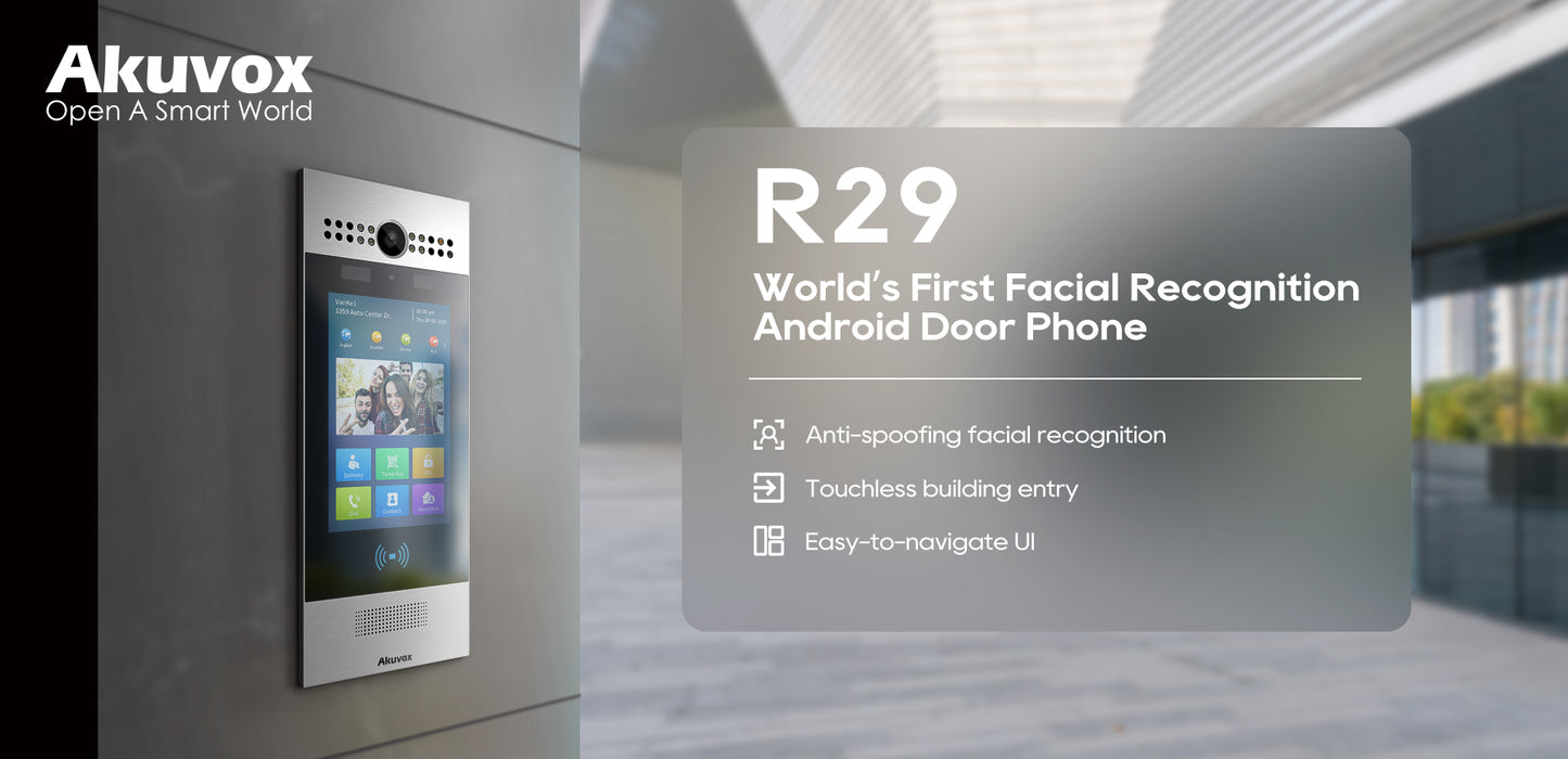 Akuvox R29 AI Facial Recognition IP Video Door Phone with 7" Touchscreen & Multi-Access Entry