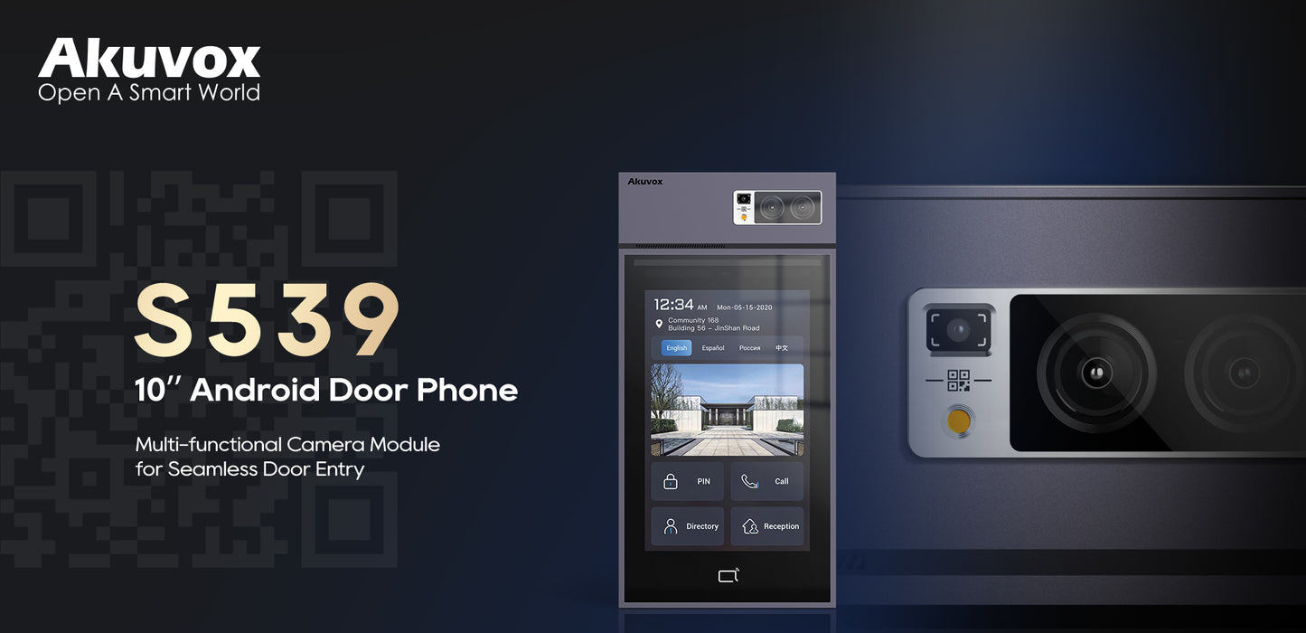 Akuvox S539 10" Touchscreen Video Door Phone Android SIP Intercom with QR NFC Bluetooth & Card Access Control