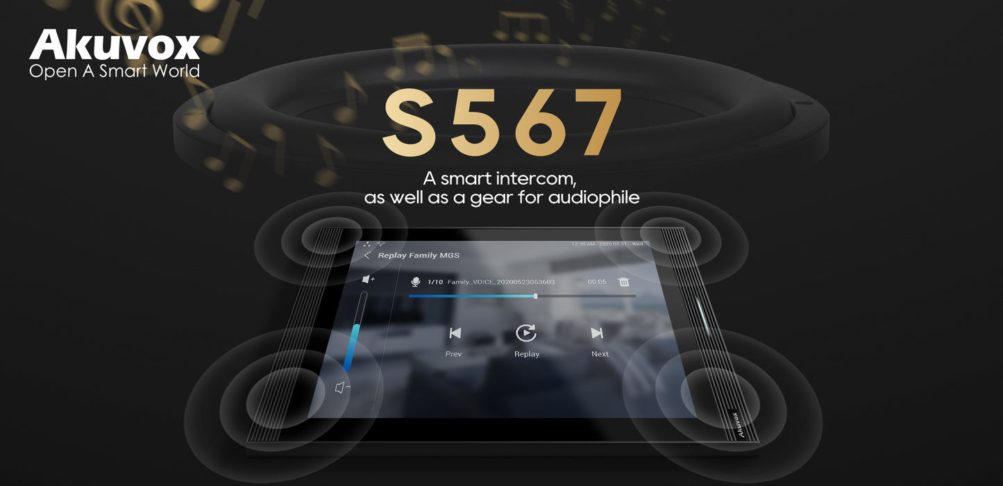 Akuvox S567A 10.1" On-Wall Mounted Android 12 OS IP Indoor Monitor with Capacitive Touch Screen, 5MP Camera, Bluetooth, Wi-Fi 6, RS485 and PoE Support