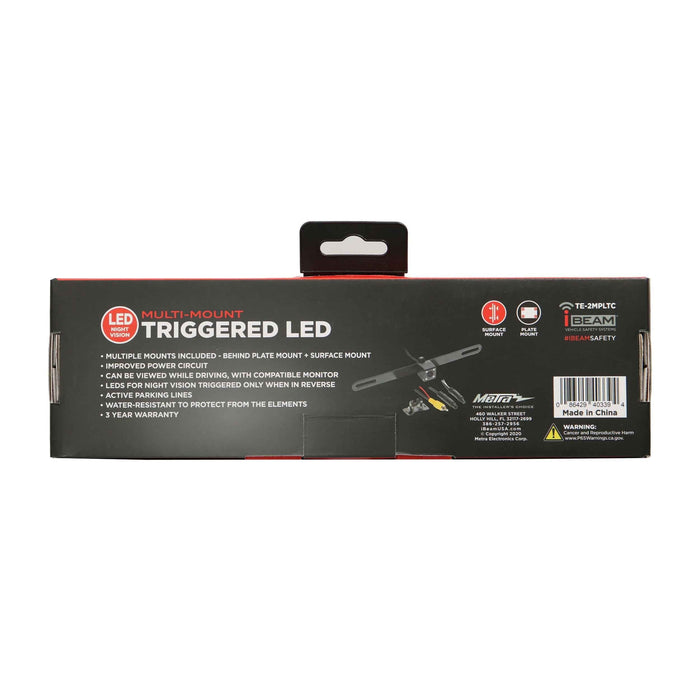 iBeam TE-2MPLTC Behind License Plate Camera w/ Active Parking Lines 150° Viewing Angle Trigerred LED