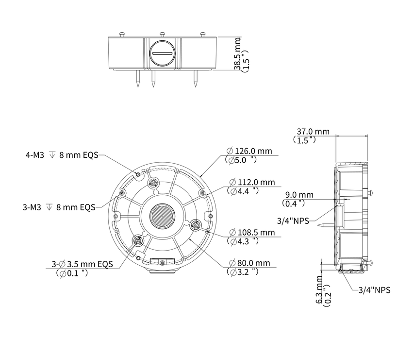 Uniview TR-JB03-H-IN-V2 Fixed Dome Junction Box for Metal Turret Camera