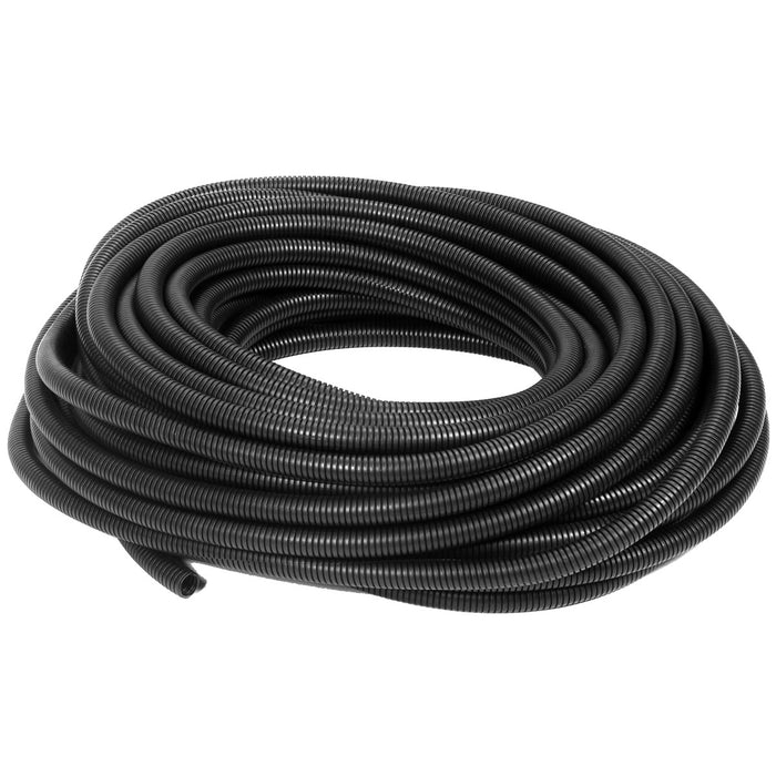 Polyethylene Flexible Split Loom Tubing 3/8 Inch Diameter Coil Black (25,50, 100 FT)