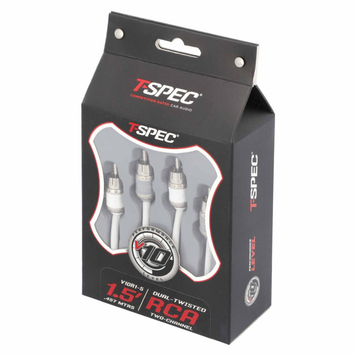 T-Spec V10R1-5 RCA v10 Series 2-Channel Marine Grade Audio Cable Twisted Pair Construction - 1.5 FT
