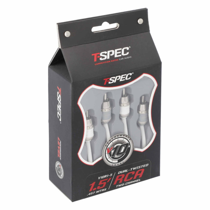 T-Spec V10R1-5 RCA v10 Series 2-Channel Marine Grade Audio Cable Twisted Pair Construction - 1.5 FT