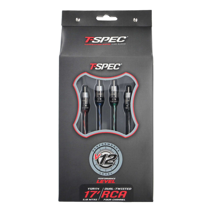 T-Spec V12R174 RCA v12 Series 4-Channel Audio Cable Twisted Pair Construction - 17 FT