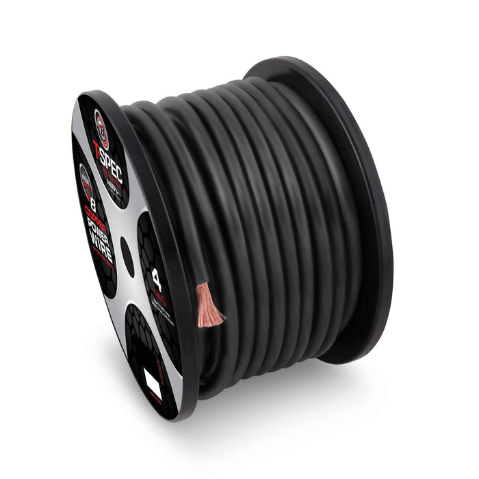 T-Spec v8GT Series 8 AWG 250 Ft OFC Power Cable Bare Copper - Black