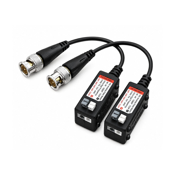 8K Passive HD Video Balun 32MP, Stackable Push-In BNC to UTP CCTV Transceiver