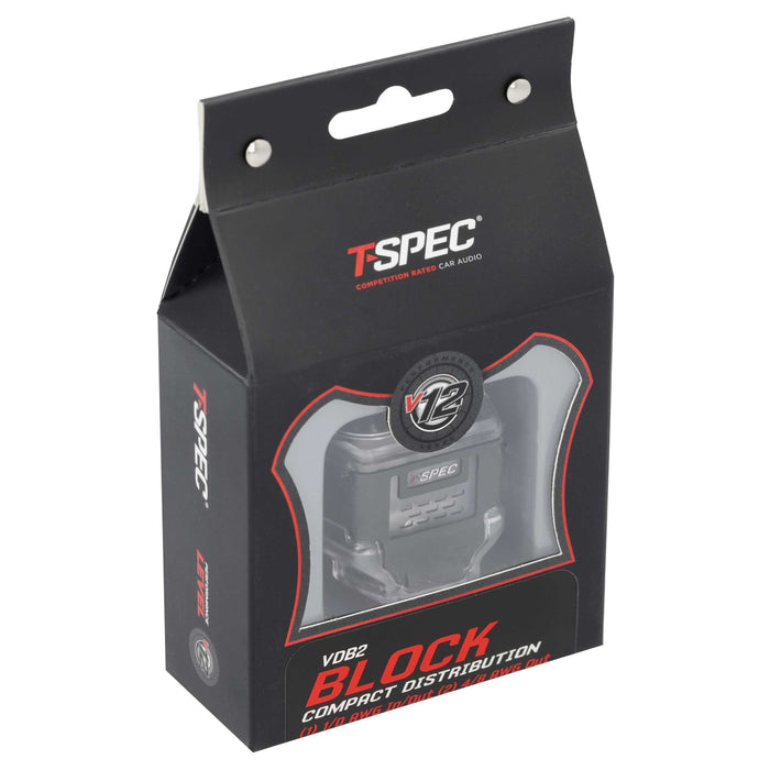 T-spec VDB2 2-Position 1/0-4 AWG in/(2) 4/8 AWG out Compact Distribution Block