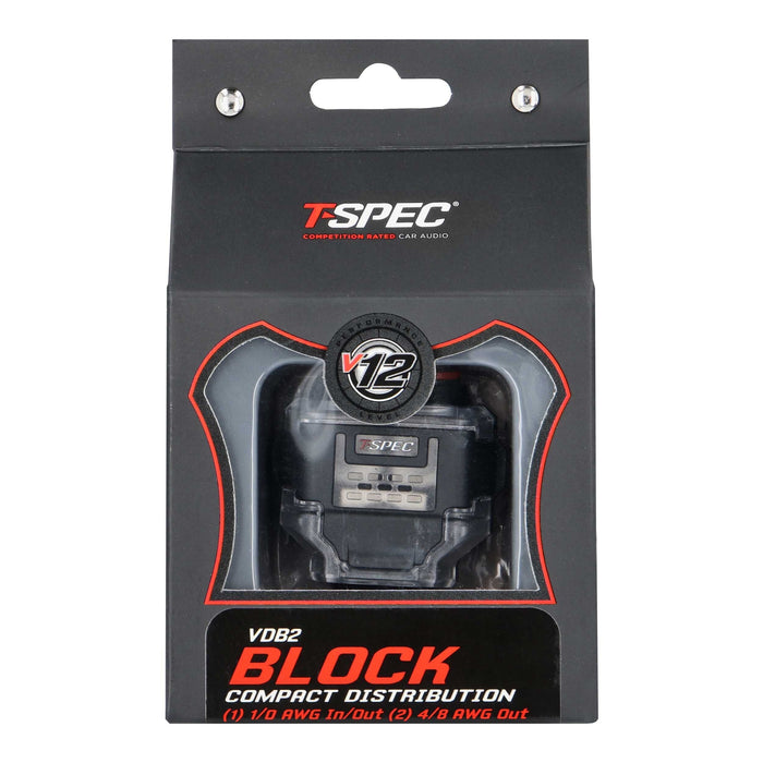 T-spec VDB2 2-Position 1/0-4 AWG in/(2) 4/8 AWG out Compact Distribution Block