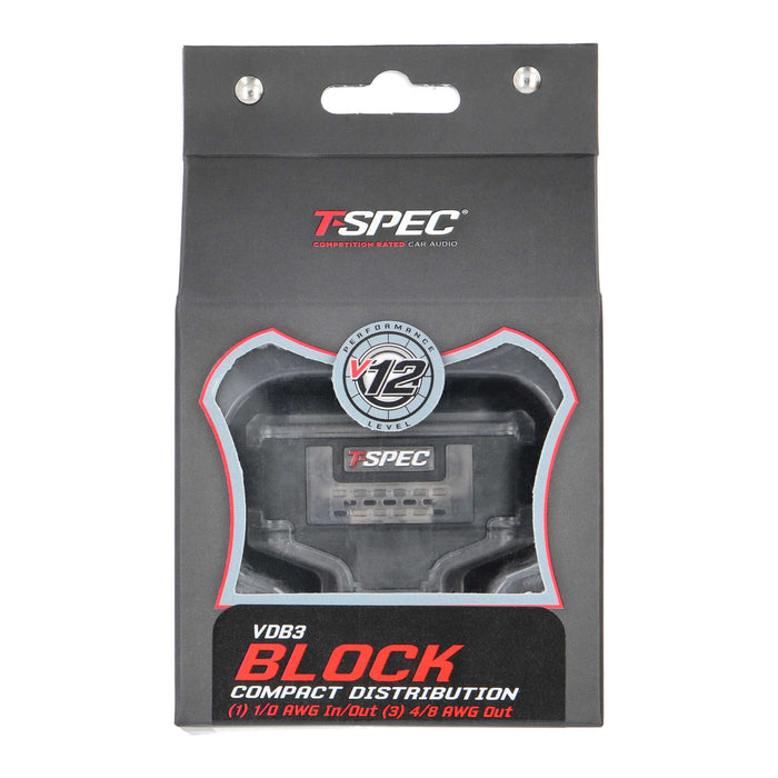 T-spec VDB3 3-Position 1/0-4 AWG in (3) 4/8 AWG Out Ground Distribution Block