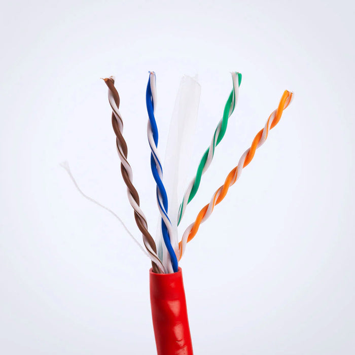 1000ft Bulk CAT6 23AWG UTP 8C CMR Bare Copper Unshielded 550MHz Ethernet Cable - Red