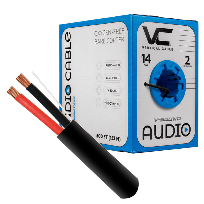 Vertical Cable 209-2320/BK 14 AWG 2 Conductors Indoor OFC Stranded Audio Cable Black 500 ft