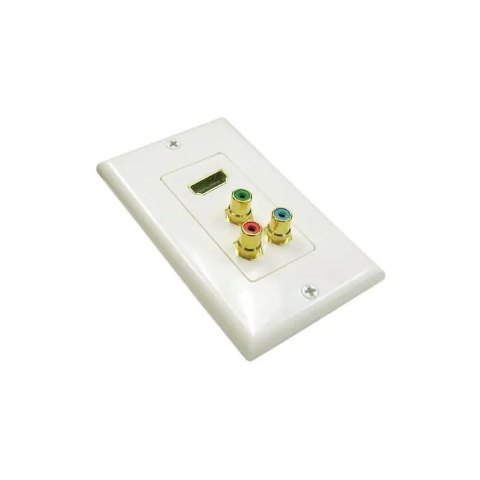 Vertical Cable 245-WP/H3R Gold HDMI + 3 x RCA Decora White Wall Plate Vertical Cable