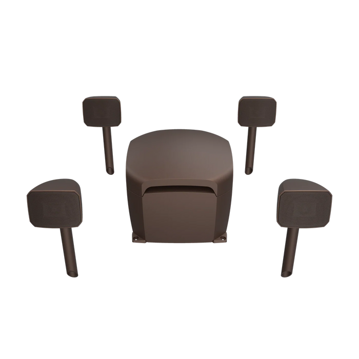 Klipsch Courtyard 4.1 Landscape Speaker System 8-Ohms with Four Aimable Satellites and 10" Subwoofer - Brown Matte
