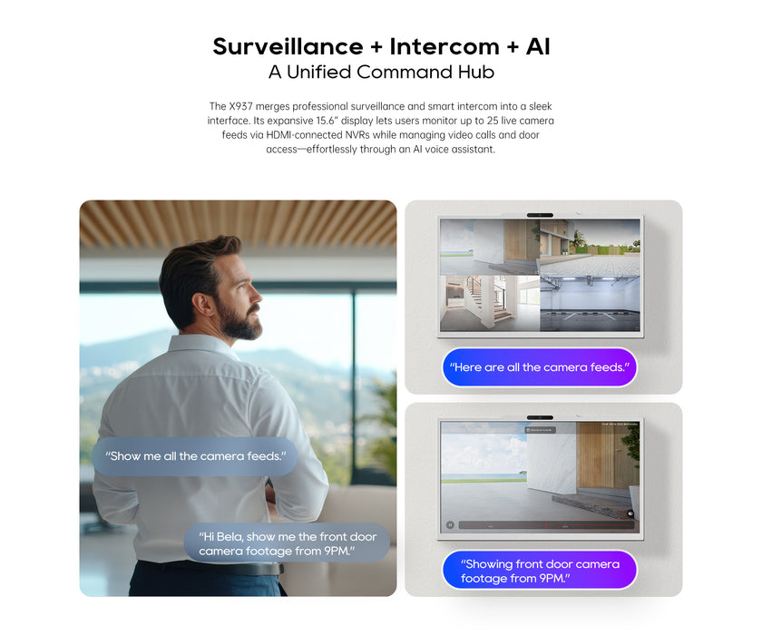 Akuvox X937 15.6" Smart Android Indoor Monitor with AI Voice Assistant Video Intercom & Security Integration