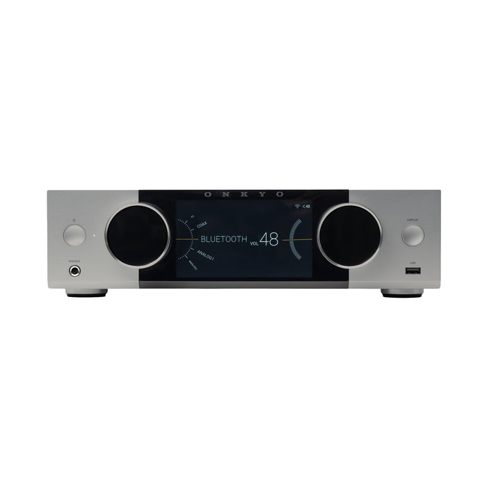 Onkyo Muse Y-40 Network Integrated Amplifier 150W Hi-Fi Stereo Amp w/ DAC Wi‑Fi Bluetooth AirPlay 2 & Chromecast - Silver