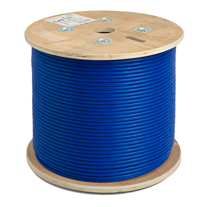 Logico Cat6A UTP 1000ft Bulk Ethernet Network Cable 10G 23AWG Plenum Rated Solid Copper Wire - Blue