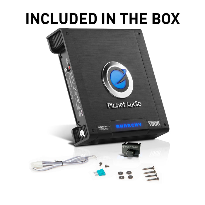 Planet Audio AC1000.2 2-Channel 1000 Watt MOSFET Power Class A/B Car Amplifier