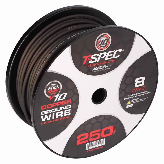 T-Spec V10GW-8250 8 AWG OFC Power Wire v10 SERIES - 250ft  Matte Black