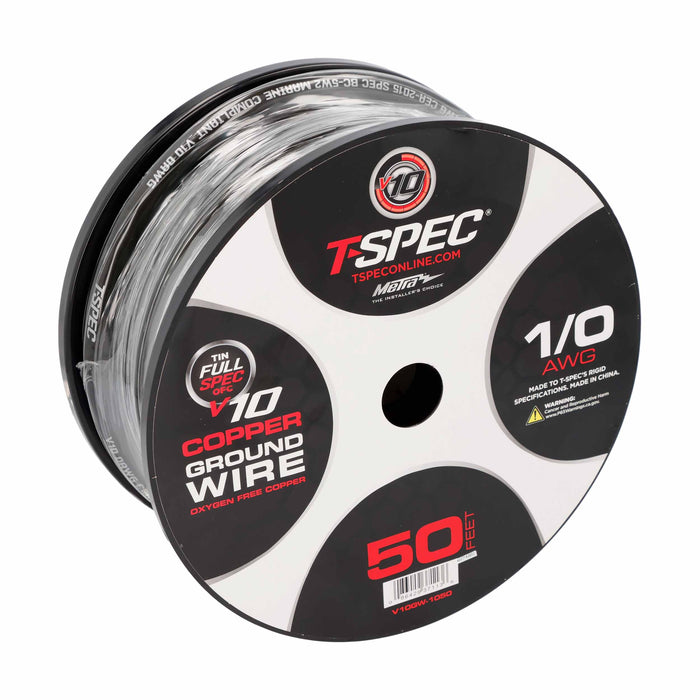 T-Spec V10GW-1050 1/0 AWG OFC Power Wire - v10 SERIES - 50ft Matte Black