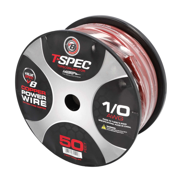 T-Spec V8GT10RD-50 v8GT SERIES Red 1/0 AWG 50FT RED OFC Power Wire