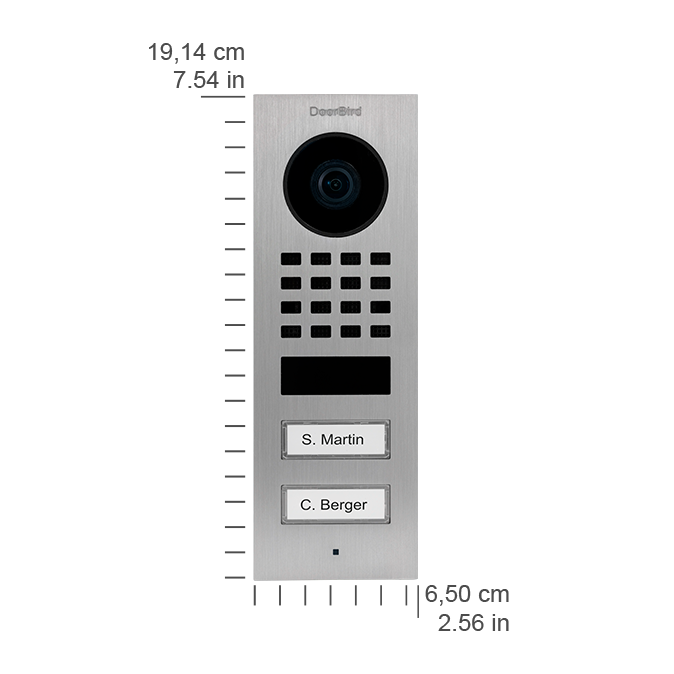 DoorBird D1102V Surface-Mount IP Video Intercom 1080p Ultra‑Wide Camera Night Vision 4D Motion Sensor PoE LAN 2 Call Buttons - Stainless Steel