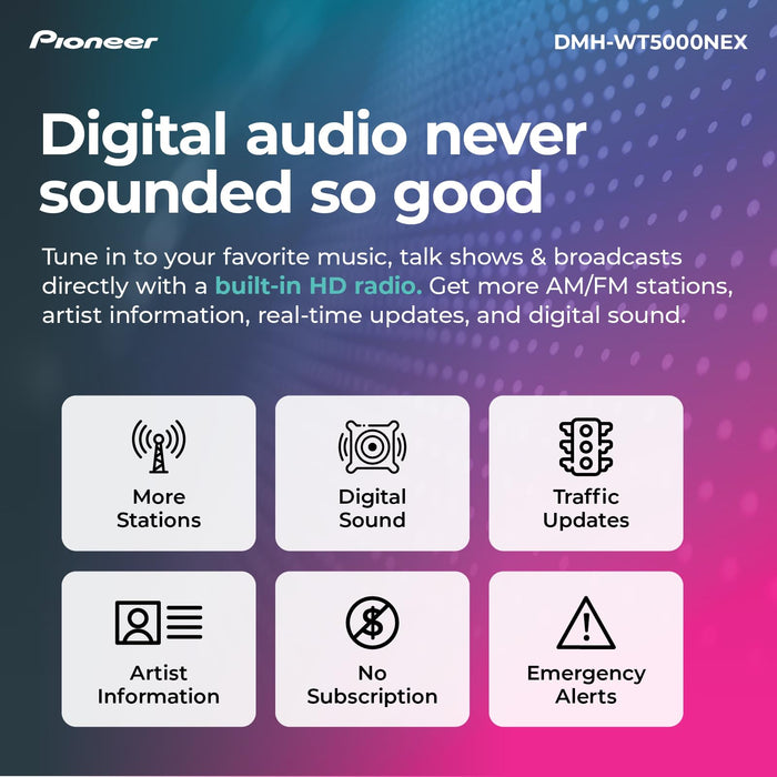 Pioneer DMH-WT5000NEX 9" Floating Touchscreen Digital Multimedia Receiver with Wireless CarPlay, Android Auto and Alexa