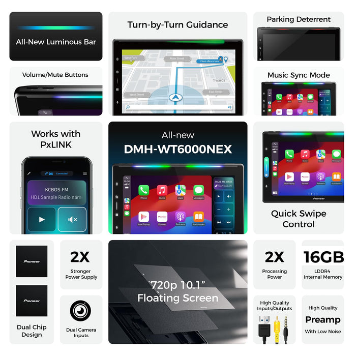 Pioneer DMH-WT6000NEX 10.1" HD Touchscreen Digital Media Receiver with Wireless Apple CarPlay, Android Auto & Alexa Built-In