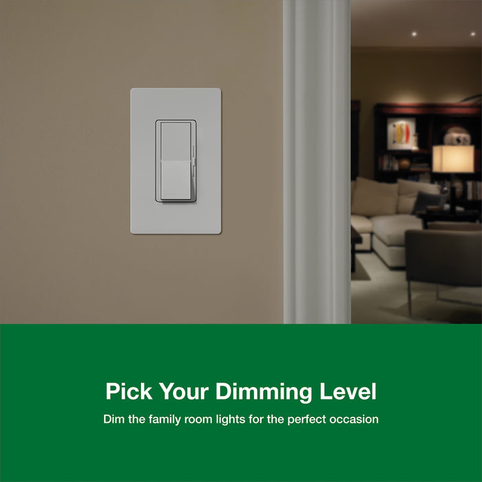 Lutron DVCL-153P-WH Diva LED+ Dimmer Switch White 150W LED 600W Incandescent Halogen 3-Way Single-Pole