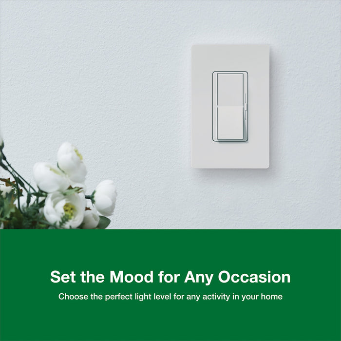 Lutron DVCL-153P-WH Diva LED+ Dimmer Switch White 150W LED 600W Incandescent Halogen 3-Way Single-Pole