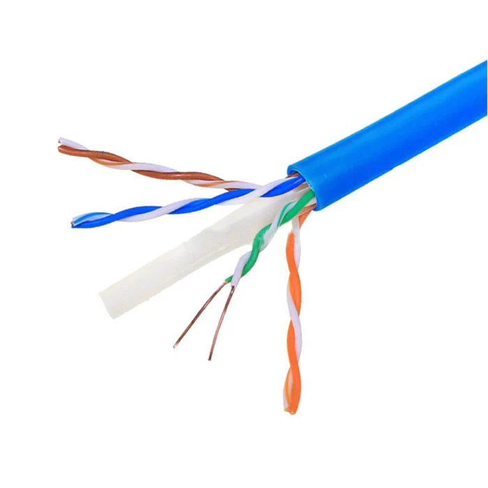 Logico Cat6A UTP 1000ft Bulk Ethernet Network Cable 10G 23AWG Plenum Rated Solid Copper Wire - Blue