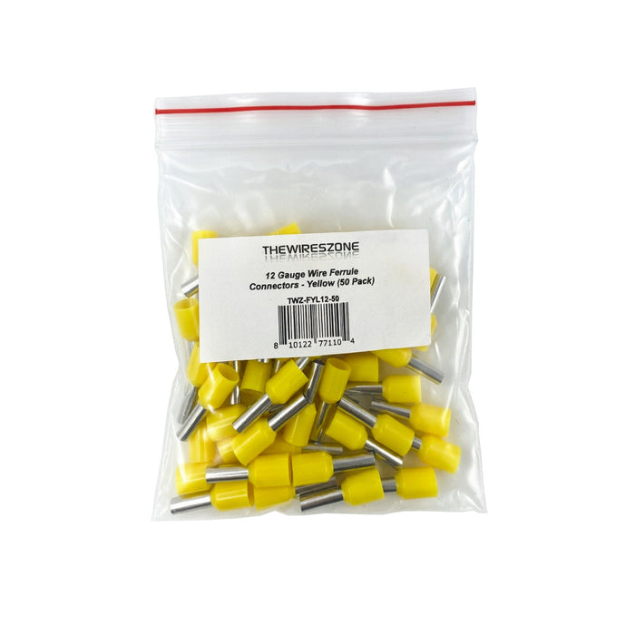 The Wires Zone 12 Gauge Wire Ferrule Connectors Yellow Barrel - (50 pack)