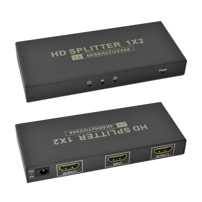 HDMI® 2.0 Splitter with 1 Input and 2 Outputs 4K UHD @60Hz 18Gbps