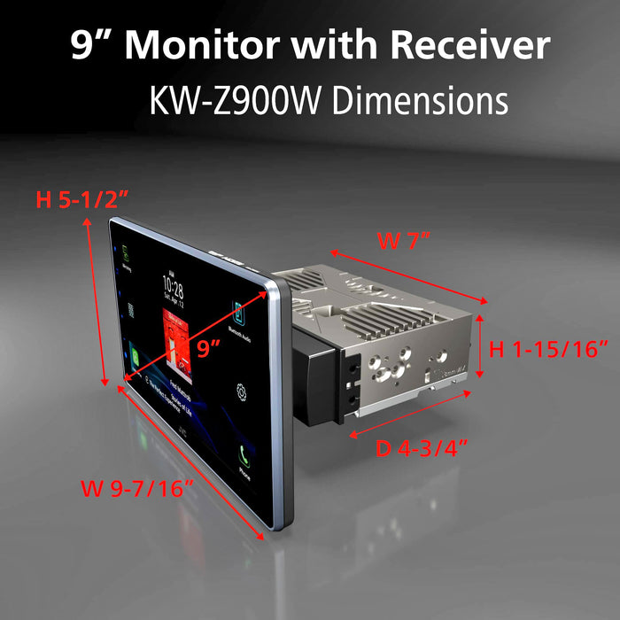 JVC KW-Z900W 9" Floating Display Apple CarPlay Android Auto Multimedia Receiver with Bluetooth, SiriusXM iDatalink Maestro Ready