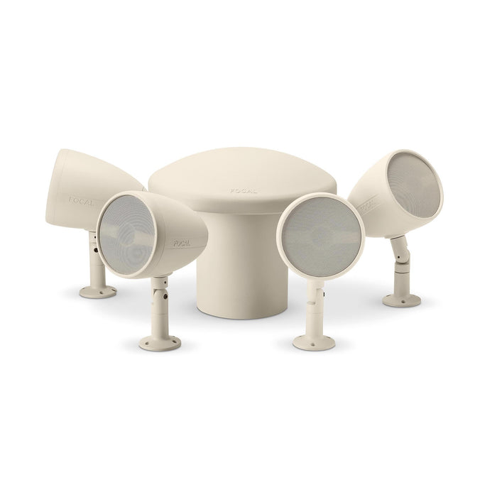Focal Littora OD 4.1 Weatherproof Speaker System 8Ohms 70V/100V Outdoor Satellites and Sub Speaker Bundle (Light)