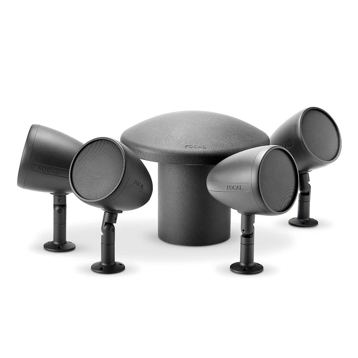 Focal Littora OD 4.1 Weatherproof Speaker System 8Ohms 70V/100V Outdoor Satellites and Sub Speaker Bundle (Dark)