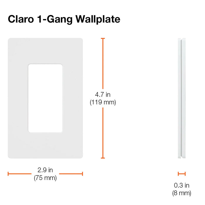 Lutron CW-1-WH Claro 1-Gang Screwless Wall Plate Decorator/Designer Paddle Switches and Dimmers - White